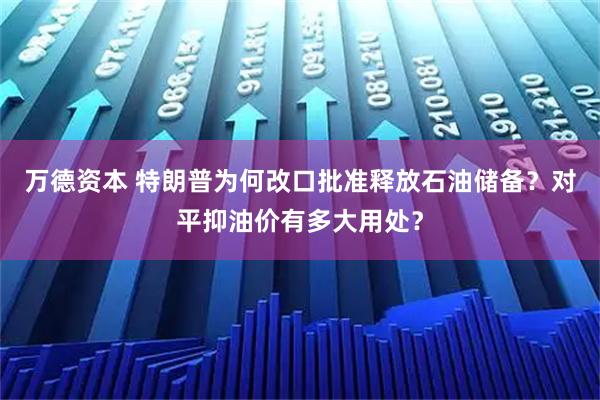 万德资本 特朗普为何改口批准释放石油储备？对平抑油价有多大用处？